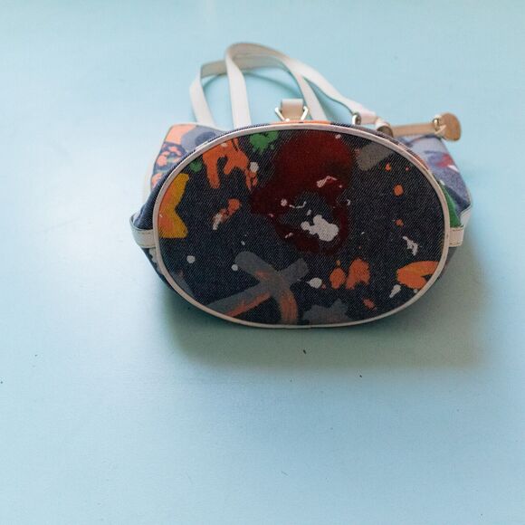 Dooney & Bourke Hand Painted Graffiti Splatte Canvas Bucket Shoulder Tote Bag - Picture 7 of 12